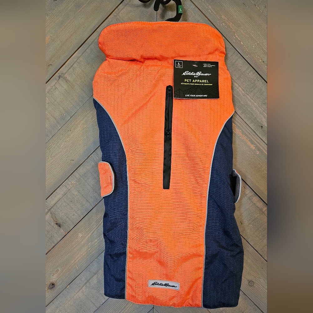 Eddie Bauer Vibrant Orange and Navy Pet Jacket